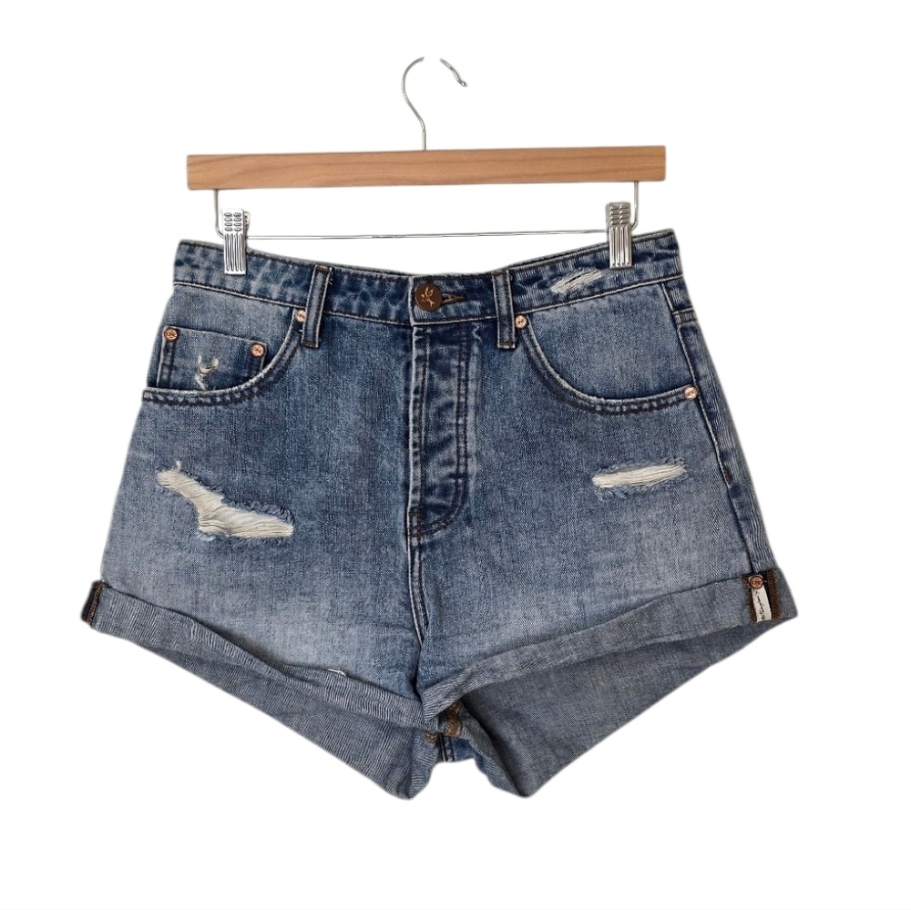 One Teaspoon‎ Bandits Denim Shorts Blue Women's 29 Rolled Hem